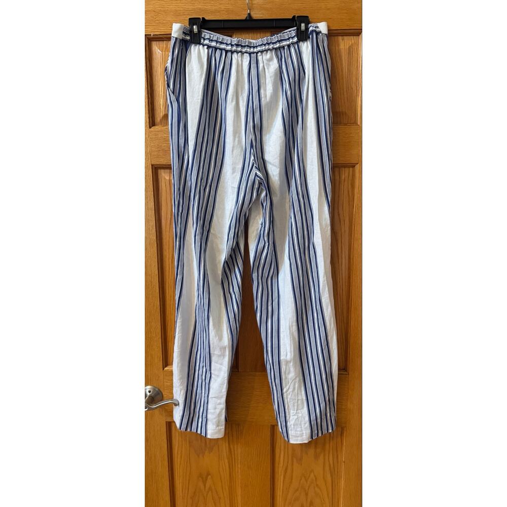 Halogen Blue & White Stripe Wide Leg Trousers Women's Medium (NWOT) - Picture 2 of 3